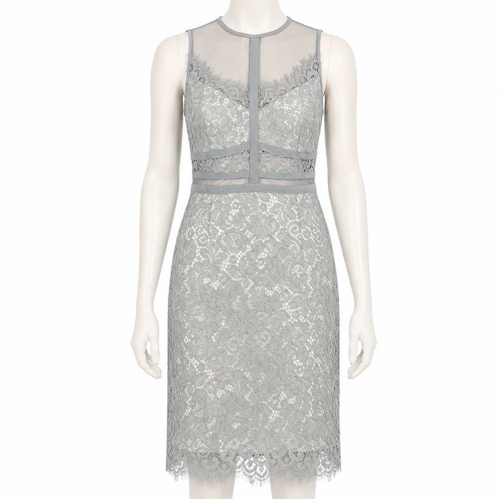 YaYa & Co Dress Women Small Steel Blue Sheer Mesh Lace Feminine Boho Romantic‎